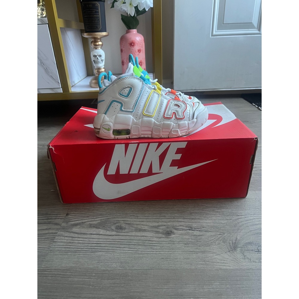 Nike Air More Uptempo Youth White Rainbow FJ4625-100 Size 2Y